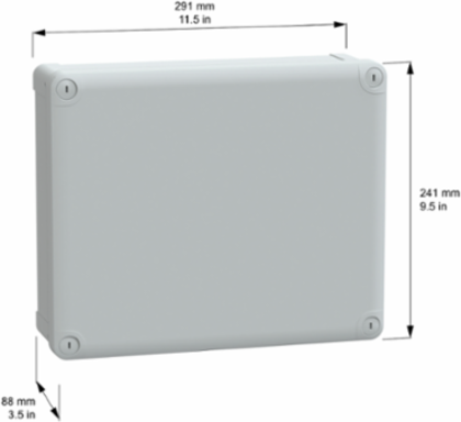 Industrial PC Box IP66 IK08 291x241x88 mm, Polycarbonate, 0.86 kg