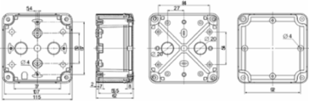 Thalassa TBS ABS Industrial Box, 116x62x116mm, IP66, IK07, Low Cover