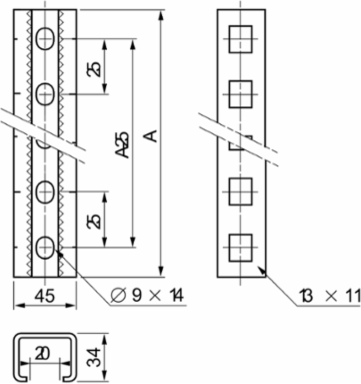 Set of 2 Heavy Duty Vertical Rails, 2200 mm Height, Zinc-Plated Steel