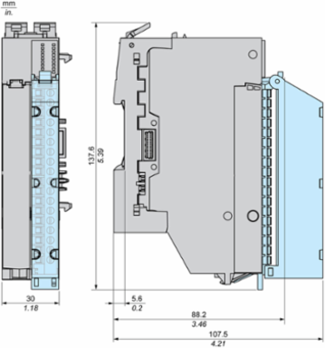 Analog Input Module + Base, 8 In, Current, 1/2 wires, Loop Power, Hardened, Modicon Edge I/O NTS