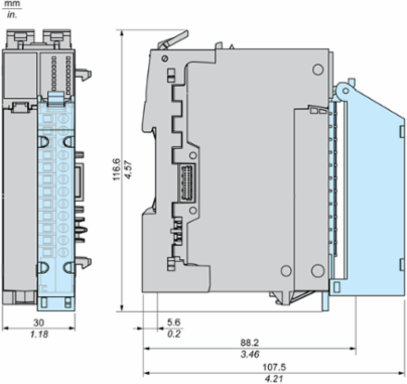 Analog Input Module + Base, 2 Isolated In, Current, Voltage, 2/3/4 wires, Loop Power, Hardened, Modicon Edge I/O NTS