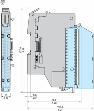 Discrete Input Module + Base, 8 In, 24V DC, Sink, 1/2 Wires, Modicon Edge I/O NTS