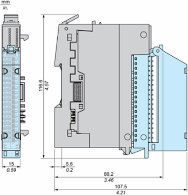 Discrete Input Module + Base, 16 In, 24V DC, Sink, 1 Wire, Modicon Edge I/O NTS