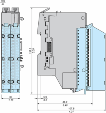 Discrete Input Module + Base, 16 In, 24V DC, Sink, 1/2/3 Wires, Modicon Edge I/O NTS