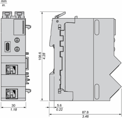 Network Interface Module + Base + Termination, EtherNet/IP, Modbus TCP, 100Mbps, 2 RJ45, Modicon Edge I/O NTS
