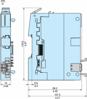 Spring Terminal Block, 2 Points, 5mm Pitch, Use on Power Supply Module, Hardened, Modicon Edge I/O NTS