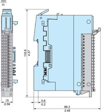 Screw Terminal Block, 18 Points, 3.81mm Pitch, Without Cover, Use on Low Height Module, Hardened, Modicon Edge I/O NTS