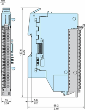 Spring Terminal Block, 18 Points, 5mm Pitch, Without Cover, Use on High Height Module (X), Hardened, Modicon Edge I/O NTS