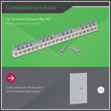 Loadcentre Equipment Ground Bar Assembly, 18 Connectors