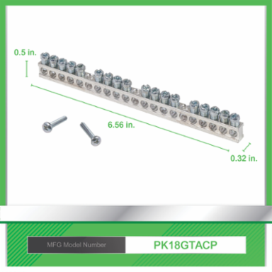 Loadcentre Equipment Ground Bar Assembly, 18 Connectors