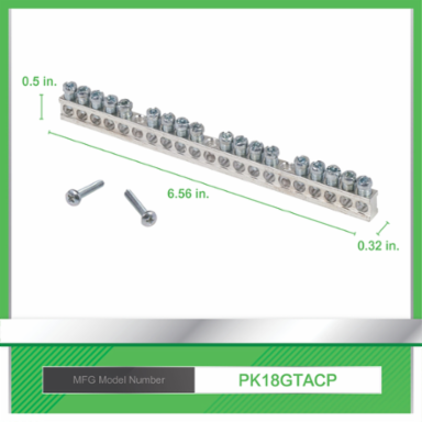 Loadcentre Equipment Ground Bar Assembly, 18 Connectors