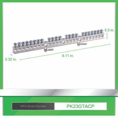 Loadcentre Equipment Ground Bar Assembly, 23 Connectors, 206 mm Length