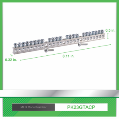 Loadcentre Equipment Ground Bar Assembly, 23 Connectors, 206 mm Length