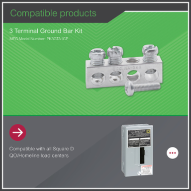 Loadcentre Ground Bar Assembly, 0.312 Inch Depth, 0.437 Inch Height