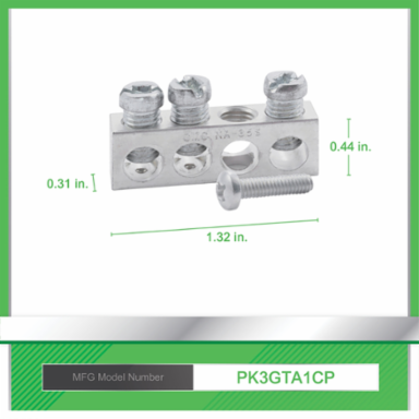 Loadcentre Ground Bar Assembly, 0.312 Inch Depth, 0.437 Inch Height
