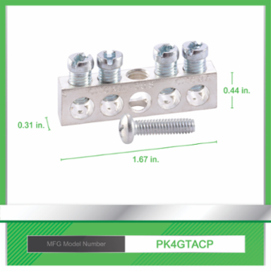 QO Load Center Ground Bar Kit, 1.67 Inch Length, 4 Connectors