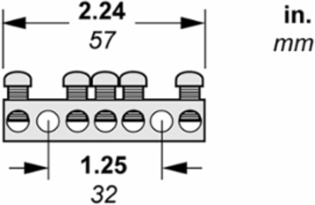 QO Load Center Ground Bar Assembly, 5 Connections, 2.25 Inch Long