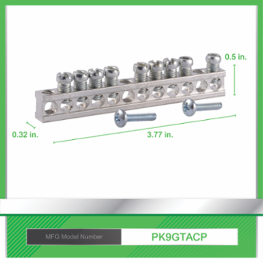 Loadcentre Equipment Ground Bar Assembly with 9 Connectors, 96 mm Length