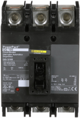 PowerPact Q Circuit Breaker 100A 3-Pole 240VAC 65kA Thermal-Magnetic