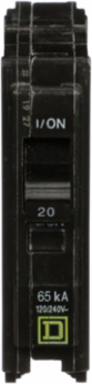 Mini Circuit Breaker, 1 Pole, 20A, 120/240VAC, 65kA Breaking Capacity