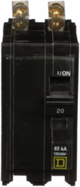 Mini Circuit Breaker 20A 2 Pole 120/240V AC 65kA Bolt-On Mount