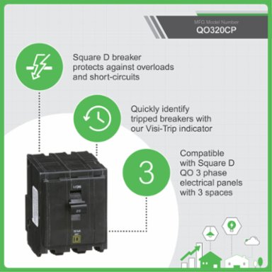 Mini Circuit Breaker 20A 3 Pole 120/240VAC 65kA Bolt-On Mount