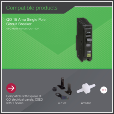 QO Miniature Circuit Breaker 15A 1 Pole Plug-In Mount 10kA
