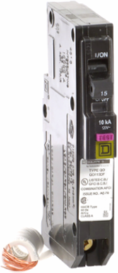 Mini Circuit Breaker 15A 1 Pole 120V AC 10kA Plug-In Mount