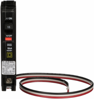 Mini Circuit Breaker, 15A, 1 Pole, 120/240V AC, 10kA, Plug-In Mount