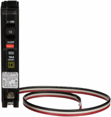 Mini Circuit Breaker, 15A, 1 Pole, 120/240V AC, 10kA, Plug-In Mount