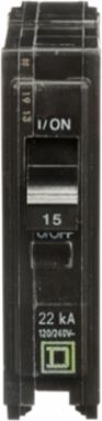 Mini Circuit Breaker 15A 1 Pole 120/240V AC 22kA Plug-In Mount