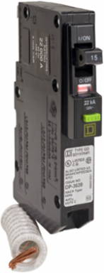 Mini Circuit Breaker 15A 1 Pole 120V AC 22kA Ground Fault Class A