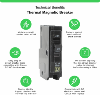 Mini Circuit Breaker 20A 1 Pole 120/240VAC 10kA Plug-In Mount