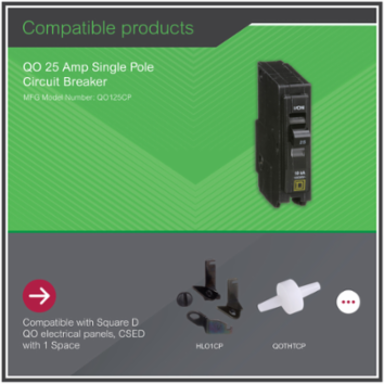 Mini Circuit Breaker 25A 1 Pole 120/240V AC 10kA Plug-in Mount