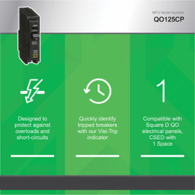 Mini Circuit Breaker 25A 1 Pole 120/240V AC 10kA Plug-in Mount