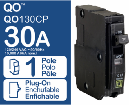 Mini Circuit Breaker 30A 1 Pole Plug-in Mount 10kA 120/240VAC