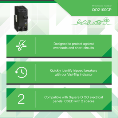 Mini Circuit Breaker 100A 2 Pole 120/240VAC 10kA Plug-in Mount