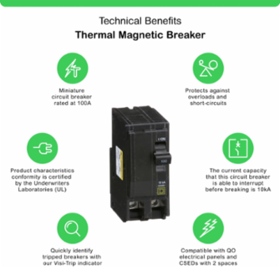 Mini Circuit Breaker 100A 2 Pole 120/240VAC 10kA Plug-in Mount