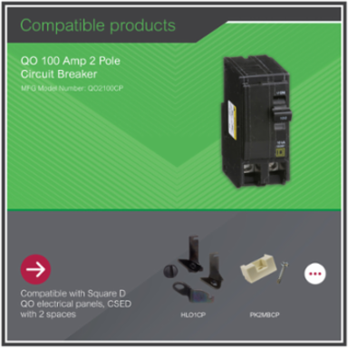 Mini Circuit Breaker 100A 2 Pole 120/240VAC 10kA Plug-in Mount