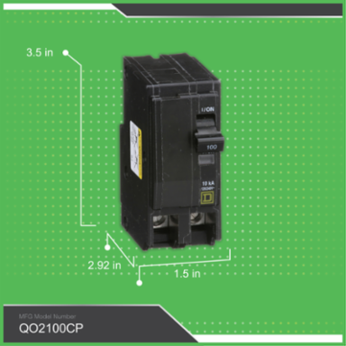 Mini Circuit Breaker 100A 2 Pole 120/240VAC 10kA Plug-in Mount
