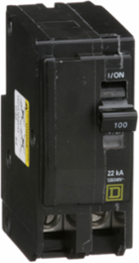Mini Circuit Breaker 100A 2 Pole Plug-in Mount 22kA 120/240V AC