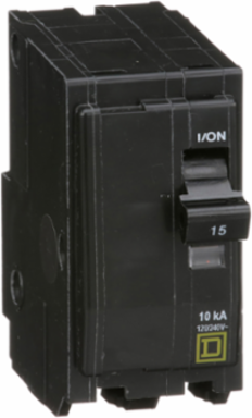Miniature Circuit Breaker, 15A, 2 Pole, 120/240VAC, 10kA, Plug-in Mount