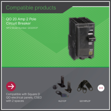 Mini Circuit Breaker 20A 2-Pole 120/240VAC 10kA Plug-in Mount