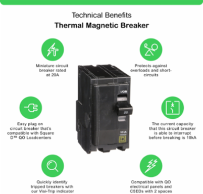 Mini Circuit Breaker 20A 2-Pole 120/240VAC 10kA Plug-in Mount