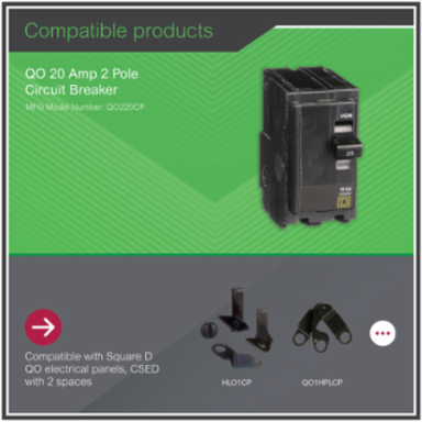 Mini Circuit Breaker 20A 2-Pole 120/240VAC 10kA Plug-in Mount