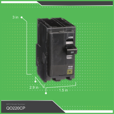 Mini Circuit Breaker 20A 2-Pole 120/240VAC 10kA Plug-in Mount