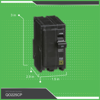 Mini Circuit Breaker 25A 2 Pole 120/240V AC 10kA Plug-in Mount