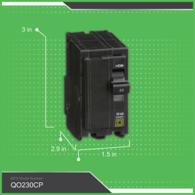 Miniature Circuit Breaker, 30A, 2 Pole, 120/240VAC, 10kA