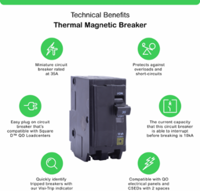 Mini Circuit Breaker 35A 2 Pole 120/240V AC 10kA Plug-in Mount