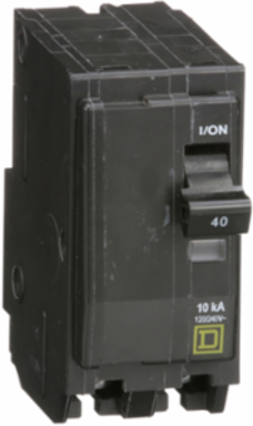 Mini Circuit Breaker, 40A, 2 Pole, 120/240VAC, 10kA, Plug-in Mount
